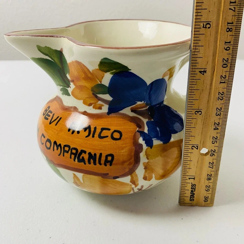 Vintage Wine Pitcher‎ Italy Floral 4.5